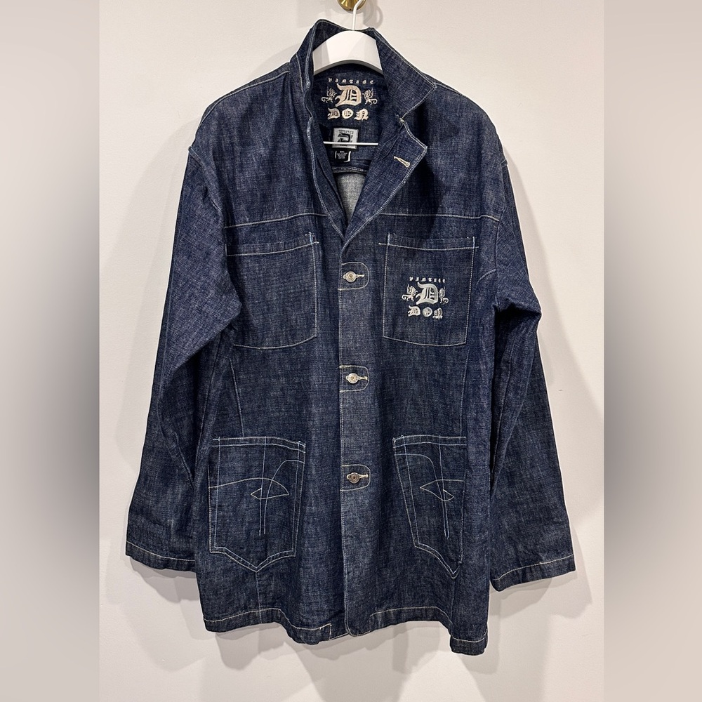 Vintage Don Denim Chore Jean Jacket Dark Wash Heavy Stitching Oversized Fit 3X